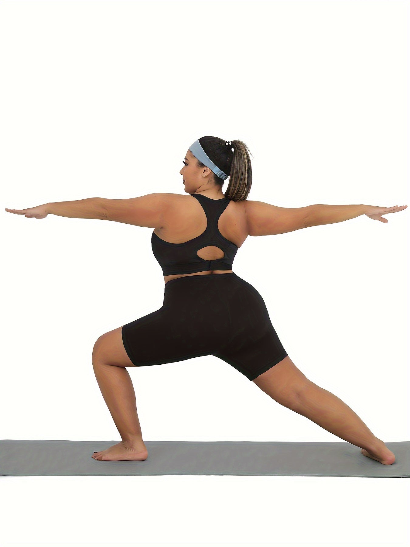 Plus Size Biker Shorts for Women High-Waist Yoga Running Dark Blue