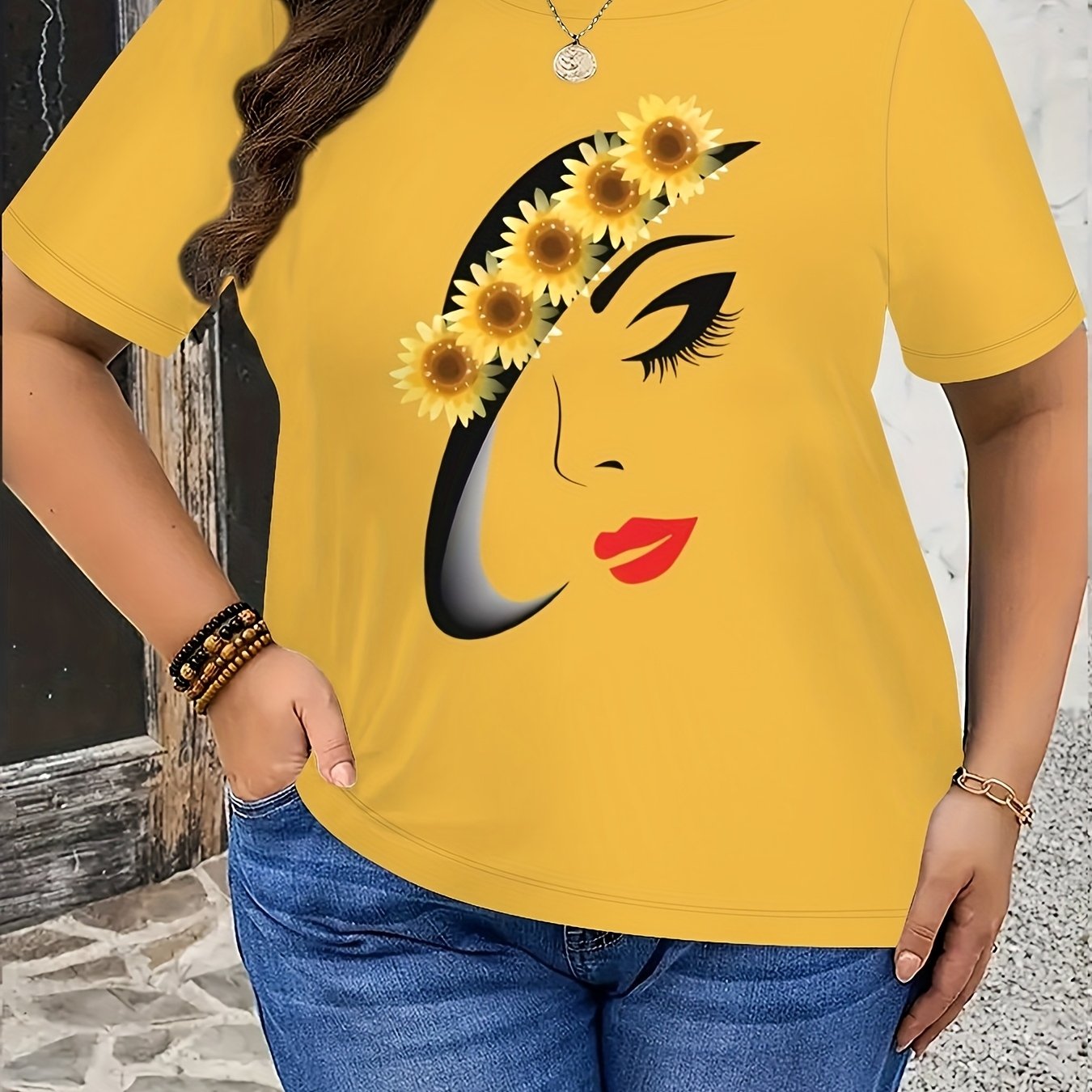 Women's Plus Size Short Sleeve T-Shirt With 3D Cartoon Print