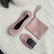 Women's Soft Sole Ballet Flats, Foldable Wedding Dance Shoes, Solid Color