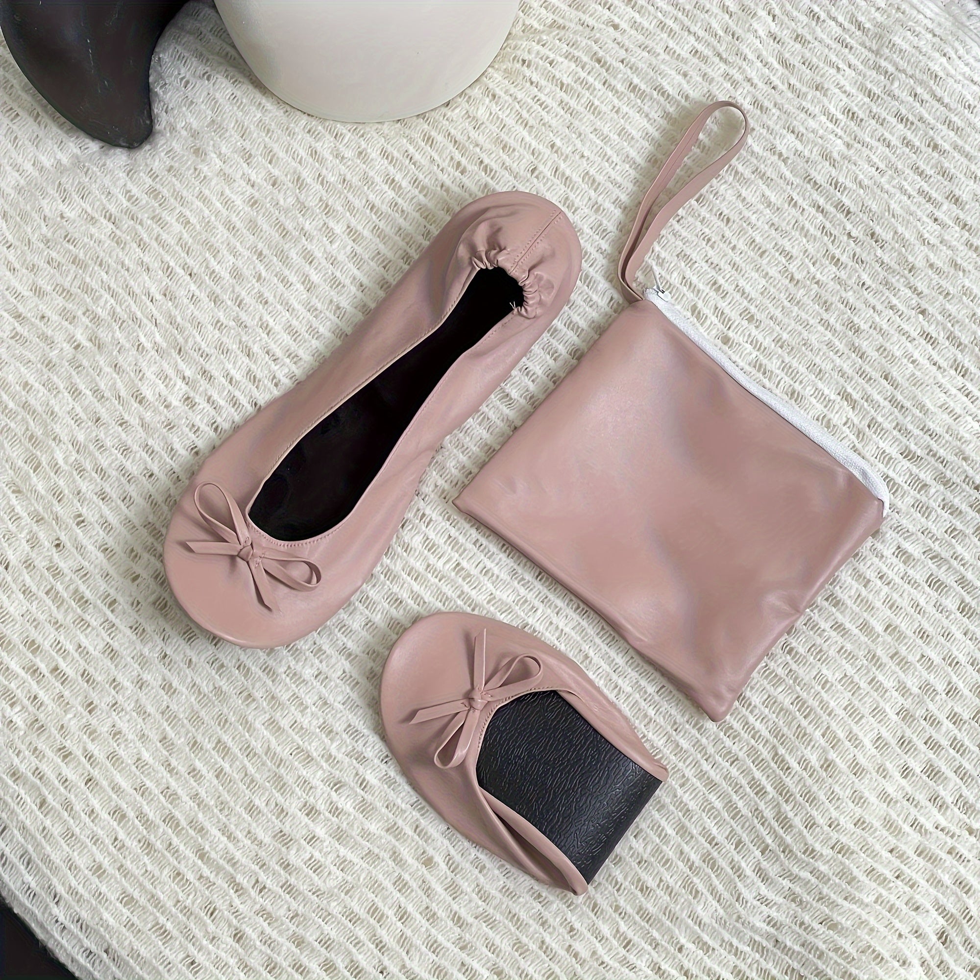 Women's Soft Sole Ballet Flats, Foldable Wedding Dance Shoes, Solid Color