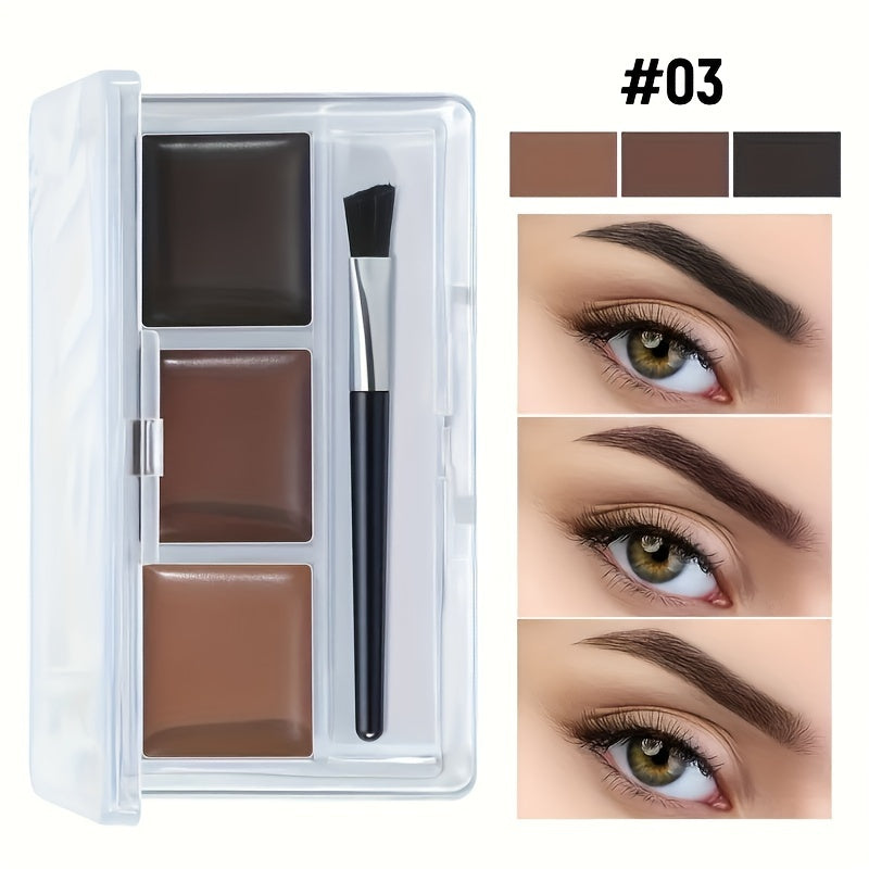 Женская помада для бровей 3-цветная водостойкая стойкая с кисточкой