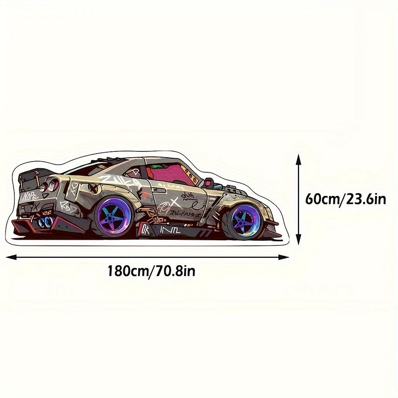 Graffiti Sports Car Shaped Area Rug Non-Slip Washable Indoor Carpet