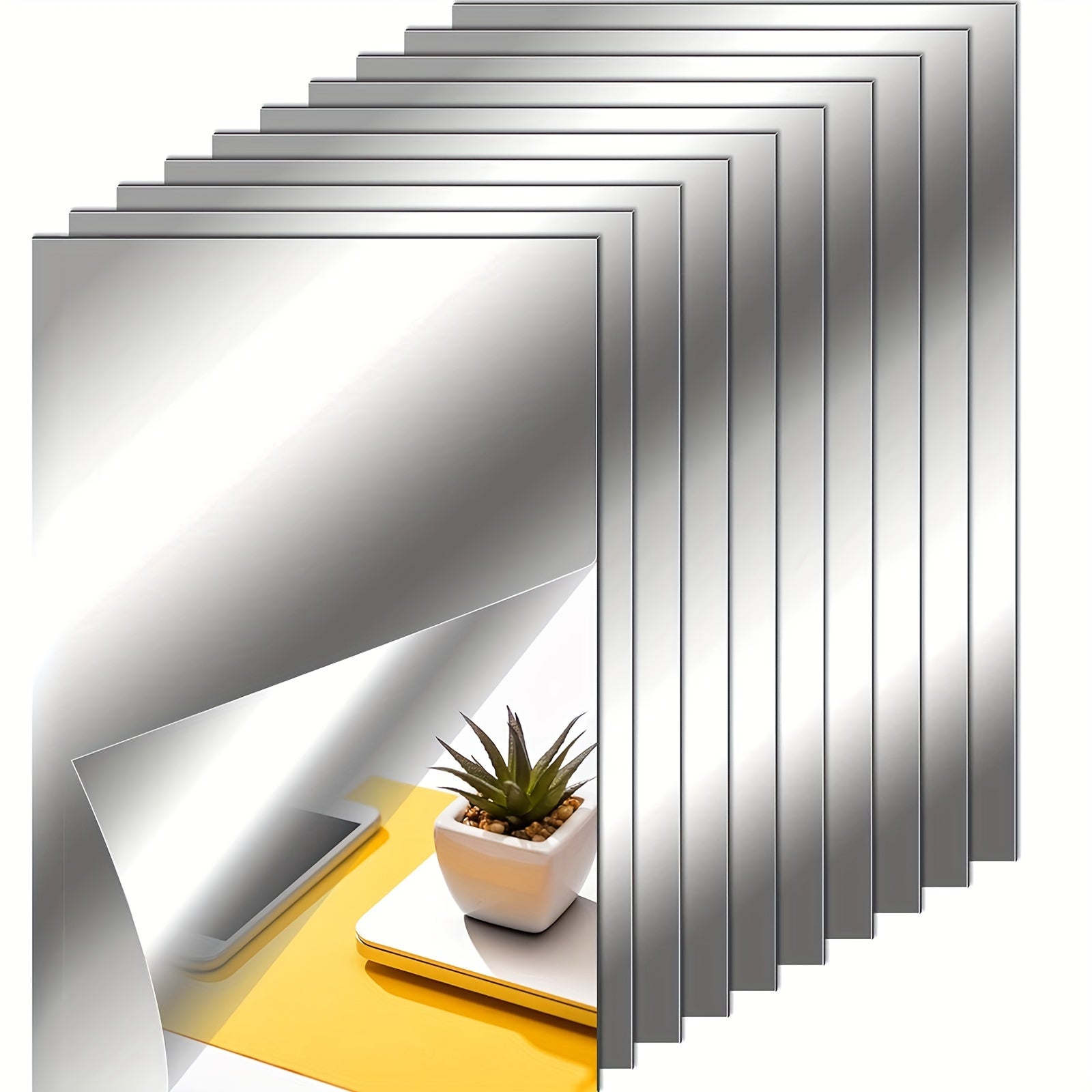 10 Flexible Self-Adhesive Mirror Stickers for Wall Decor Home and School