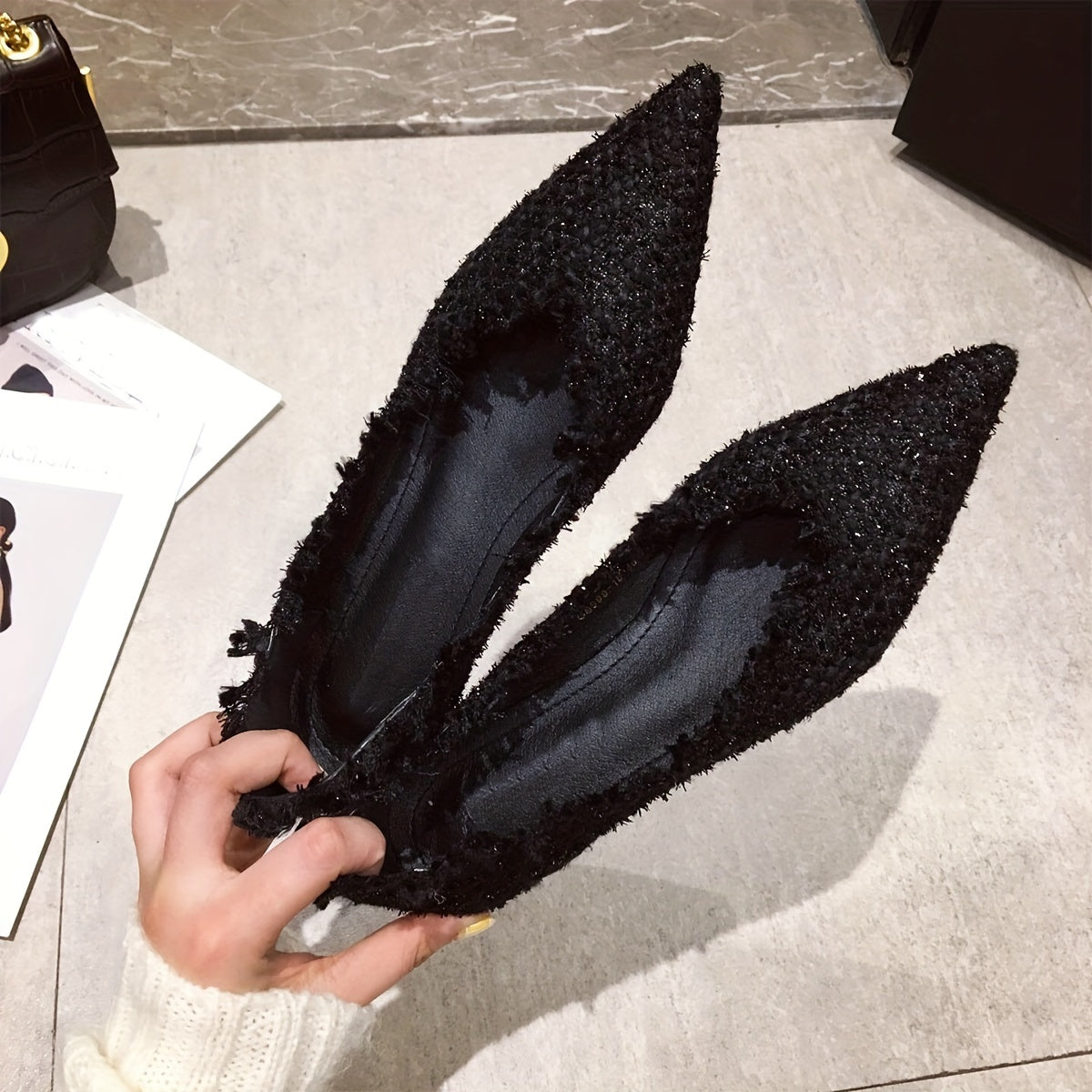 Women's Solid Color Flat Shoes Pointed Toe Slip-On Dress Shoes