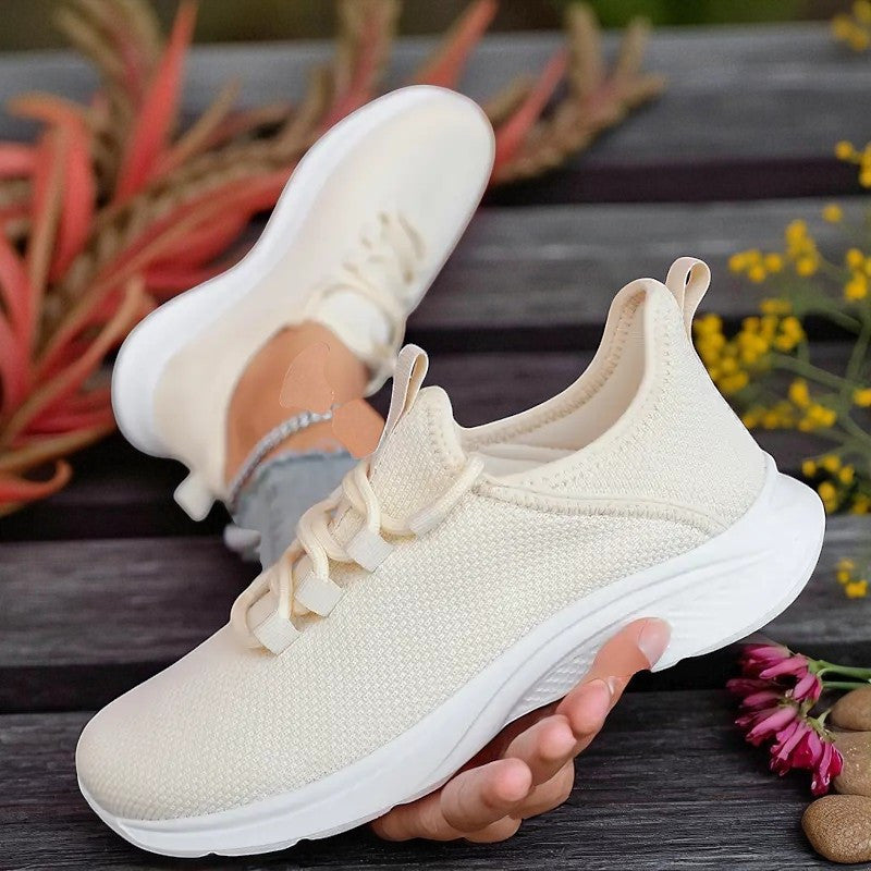 Women's Lightweight Breathable Slip-On Sneakers Grey White Casual Fitness