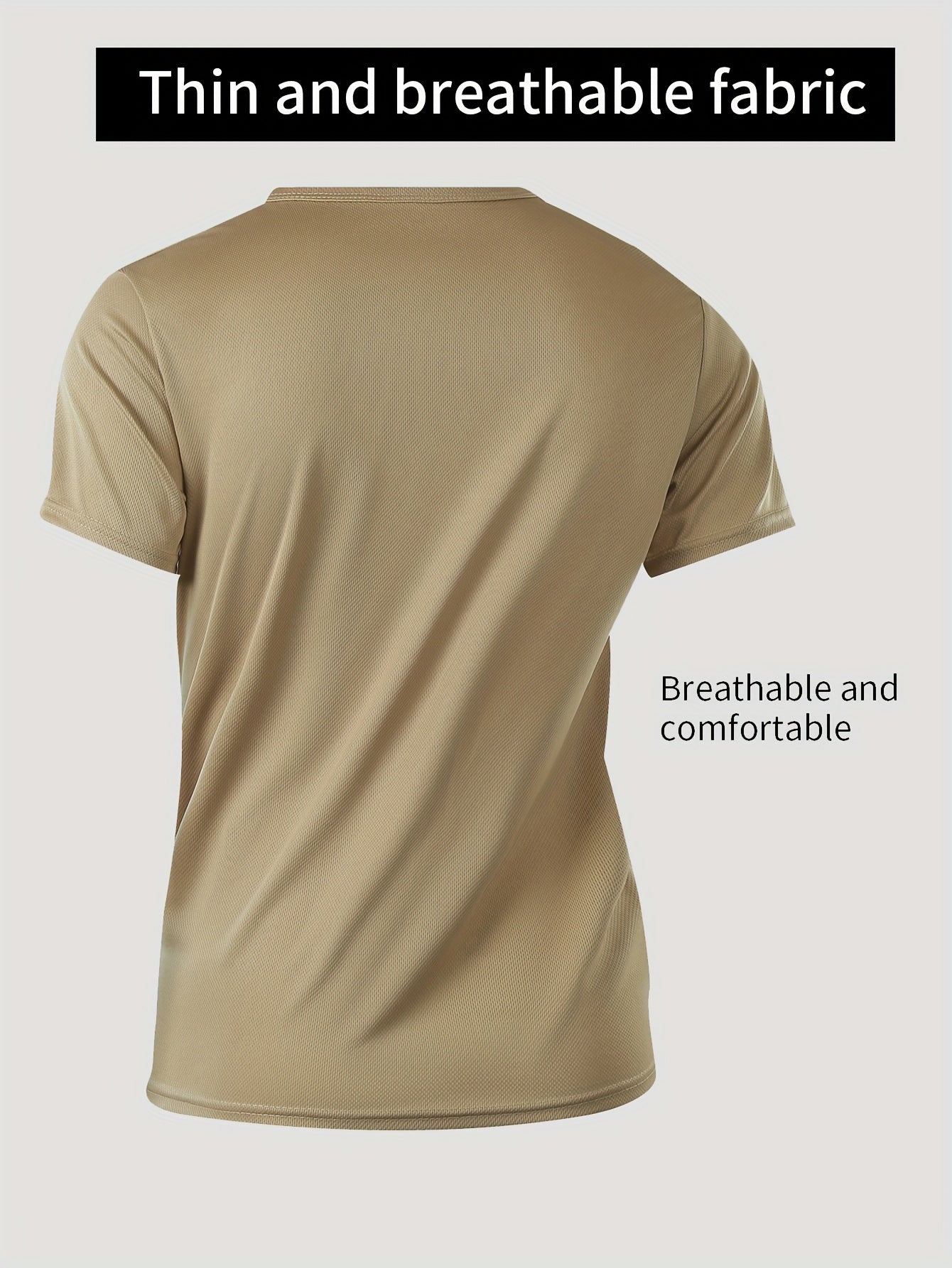 Men's Short Sleeve Sports Shirts Set Quick-Drying Polyester Solid Color Crew Neck Athletic Tops