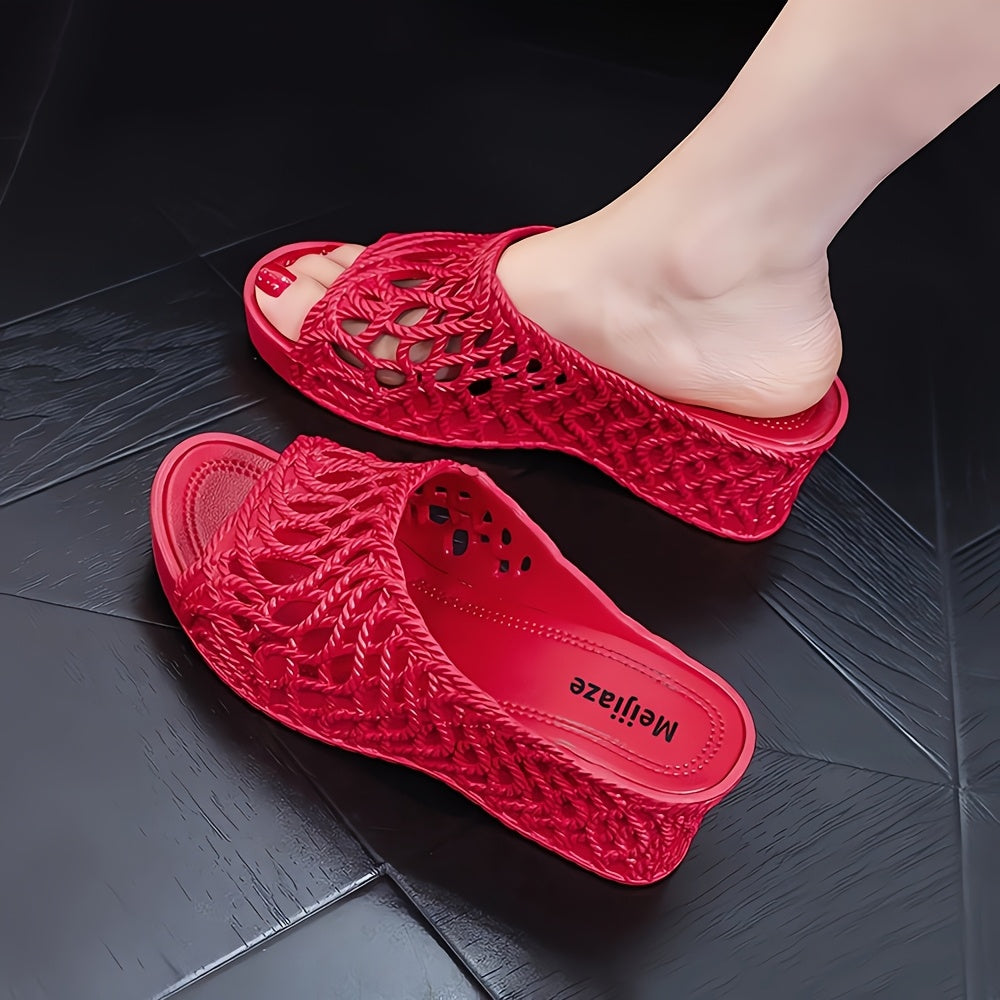 Ayollar uchun kengaytirilgan sandal keng ochiq barmoqli slip-on platform nafas oladigan PVC