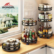 Rotating Adjustable Kitchen Organizer with Tiered Shelves for Bathroom and Office Storage