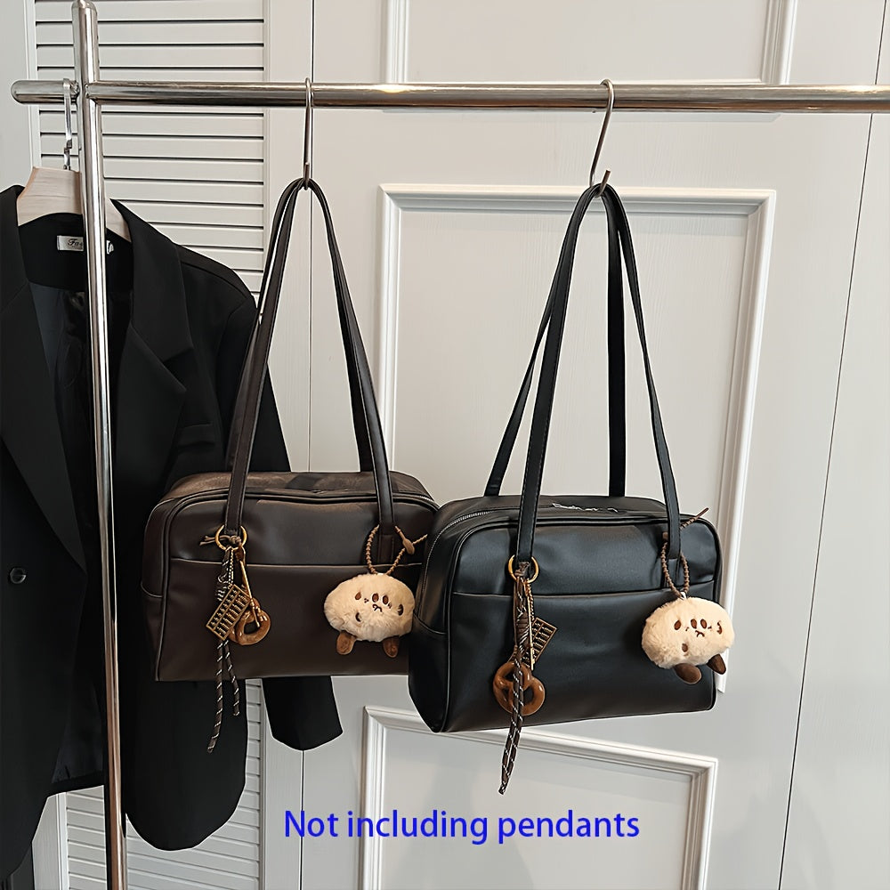 Vintage Black PU Single-Shoulder Bag with Large Capacity for Commuters