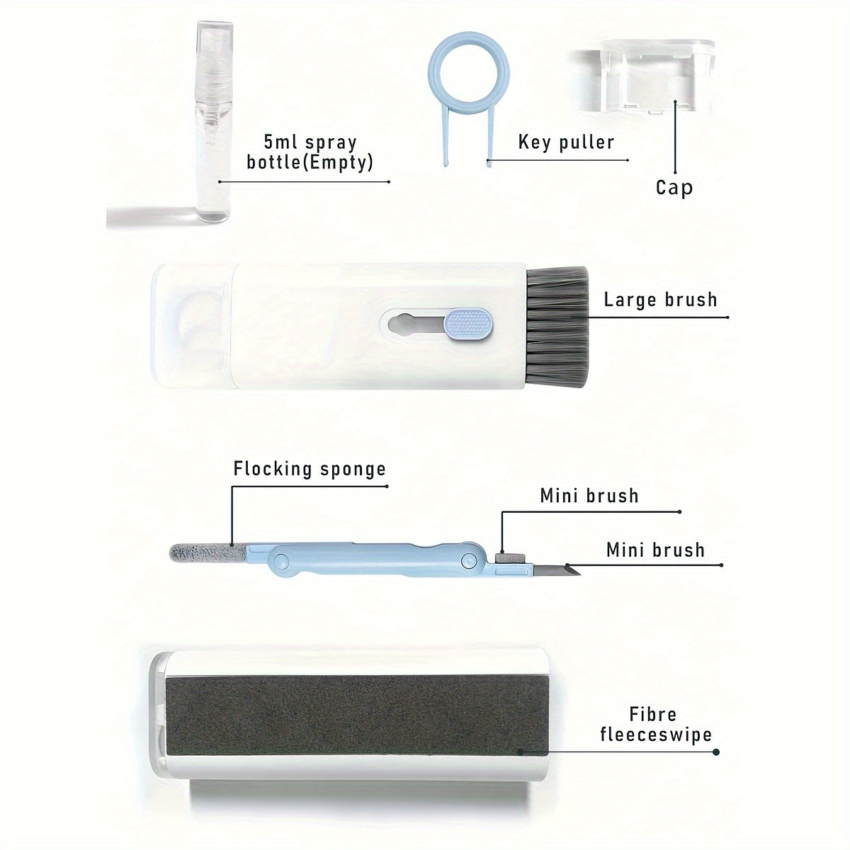 Digital Device Cleaning Kit with Brush Spray and Microfiber for Laptops Phones and Keyboards