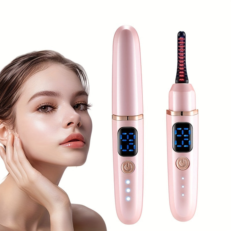 Lexihan elektr kirpik buruvchi, quvvat ko'rsatkich chirog'i bilan, 3 ta issiqlik sozlamasi, tezda 10 soniyada qiziydi, USB orqali zaryadlanadi, uyda salon sifatida kirpiklar, pushti va oltin dizayn.