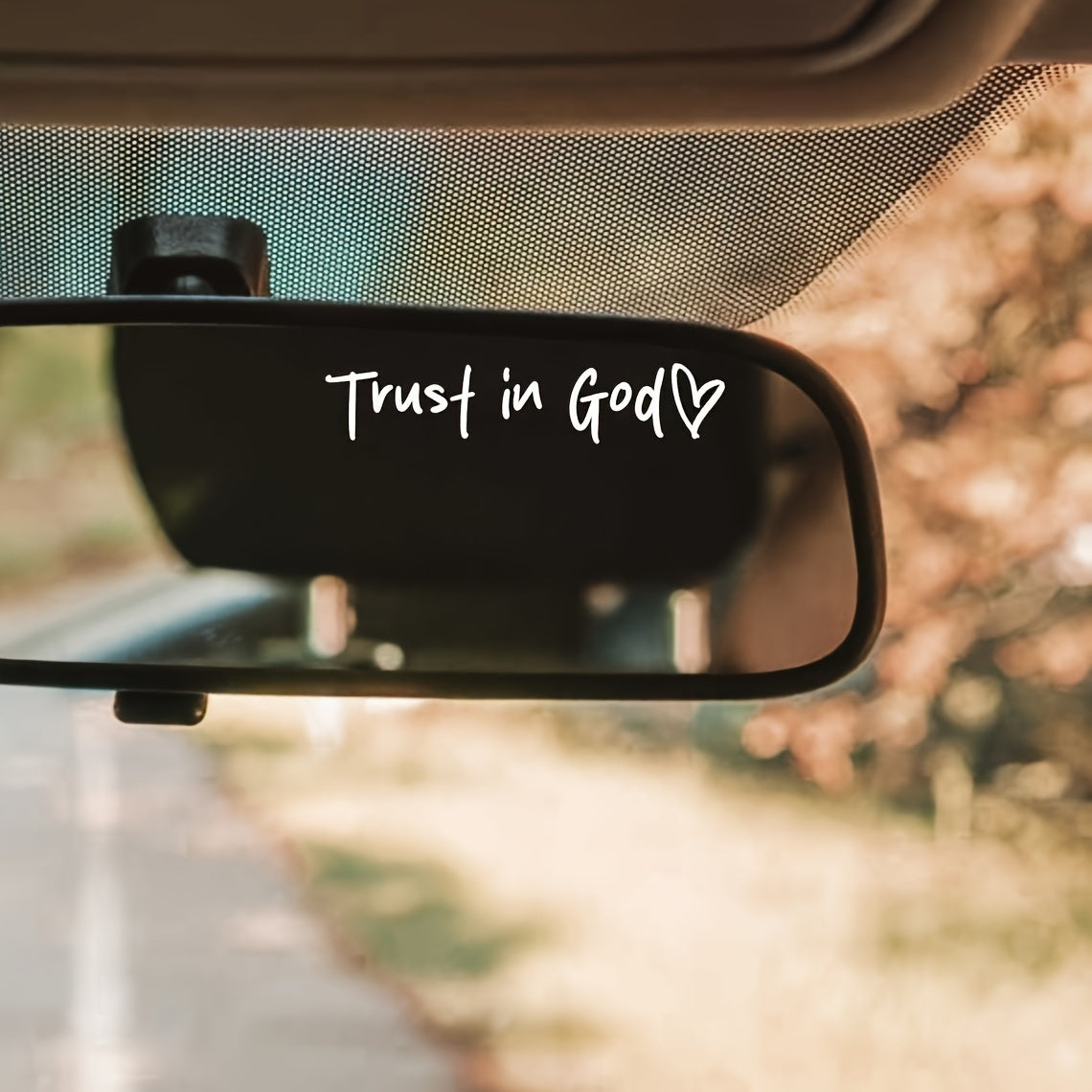 Christian Rearview Mirror Decal Self-Adhesive Heart Sparkling Inspirational Gift