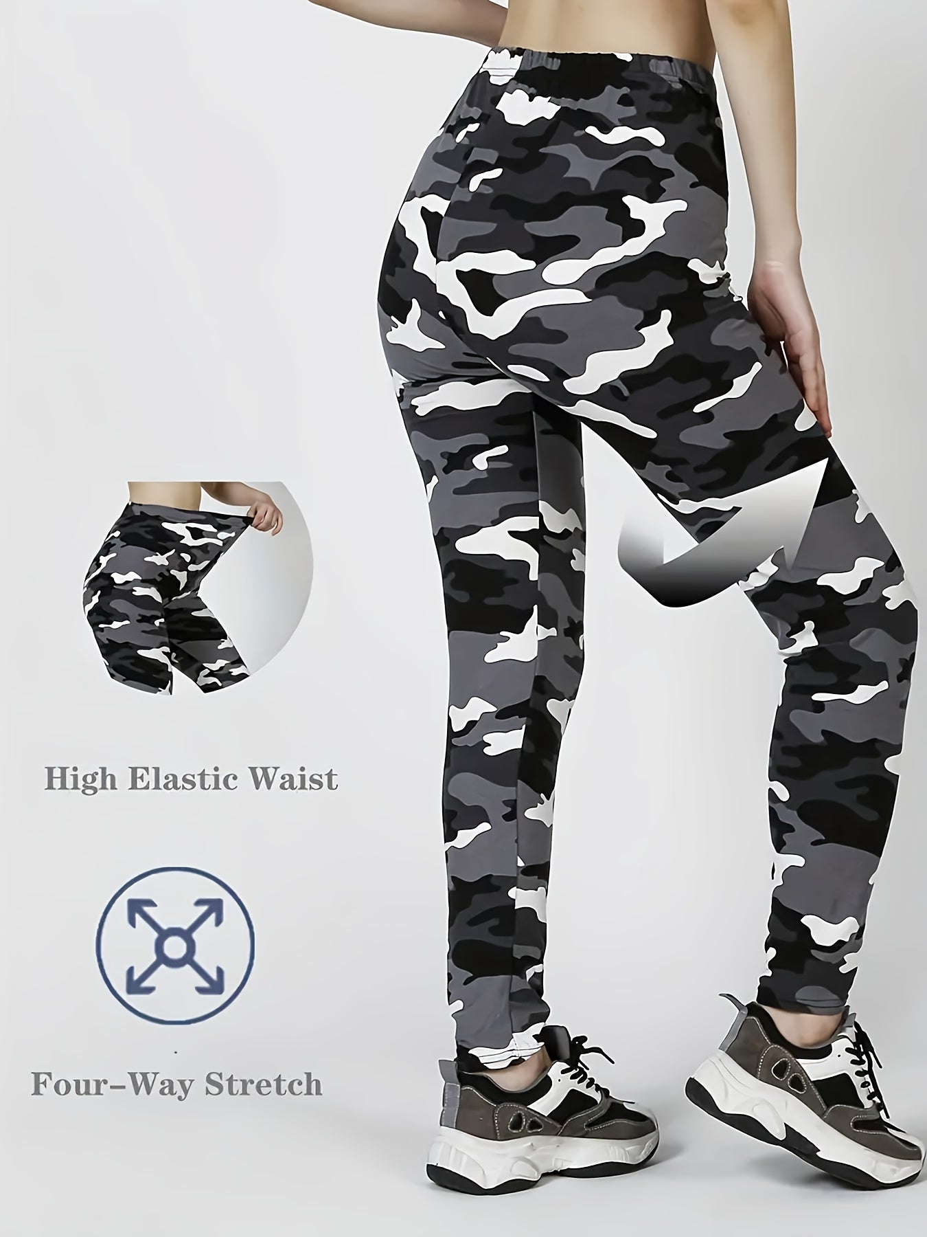 Women's Camouflage Leggings Set Large Size Lightweight Polyester Casual Spring Summer