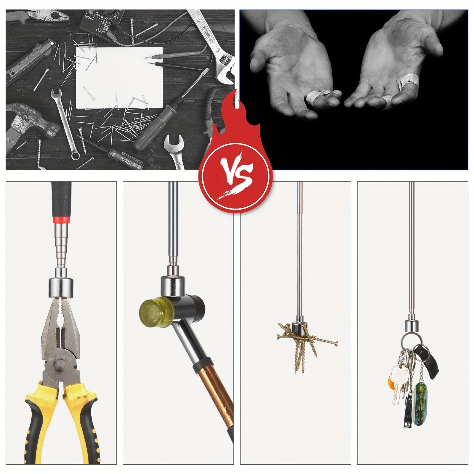 Industrial Grade Stainless Steel Telescopic Magnetic Grabber Tool for Hard-to-Reach Areas