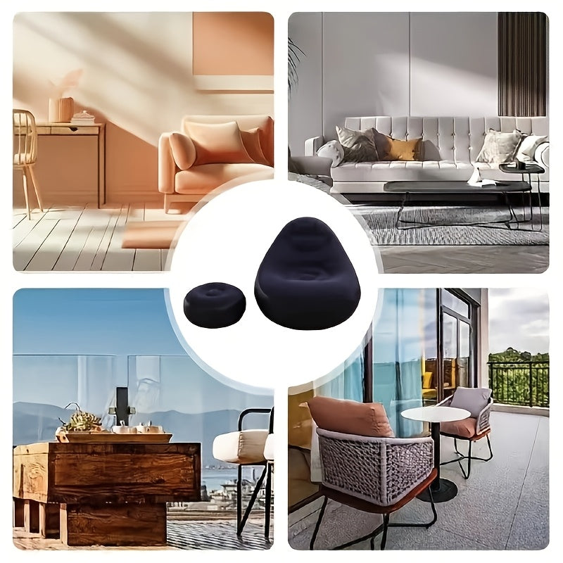 Foldable Inflatable Sofa Bed with Footrest, Durable PVC, Home and Outdoor Use