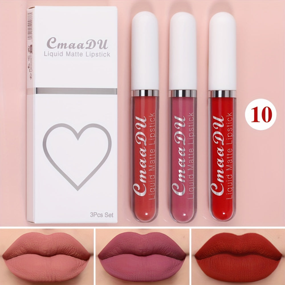 Set de labiales líquidos mate para mujer, a prueba de agua y de larga duración en tonos rojos