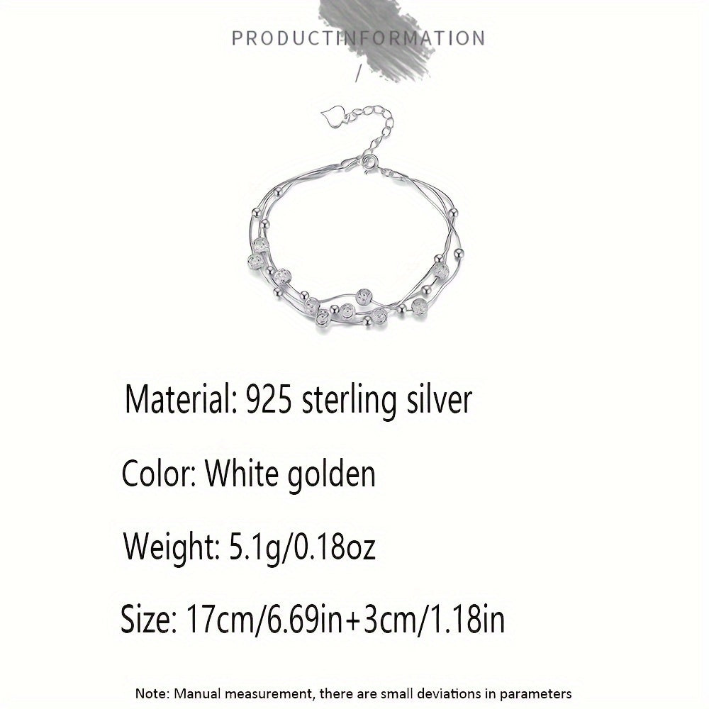 925 Silver Lucky Bead Bracelet for Women Three Lives and Three Worlds Jewelry Gift