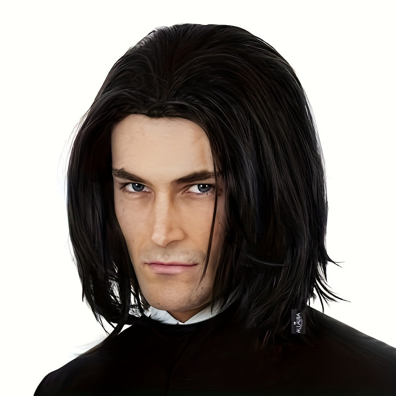 Short Curly Brown Wig for Men 40cm Halloween Costume Anime Accessory