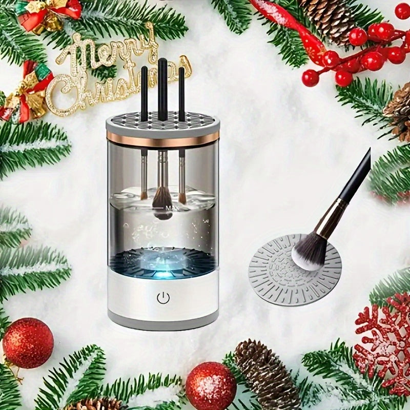 Electric Makeup Brush Cleaner with USB Dust-Proof Dryer and Rubber Cleaning for All Brush Sizes