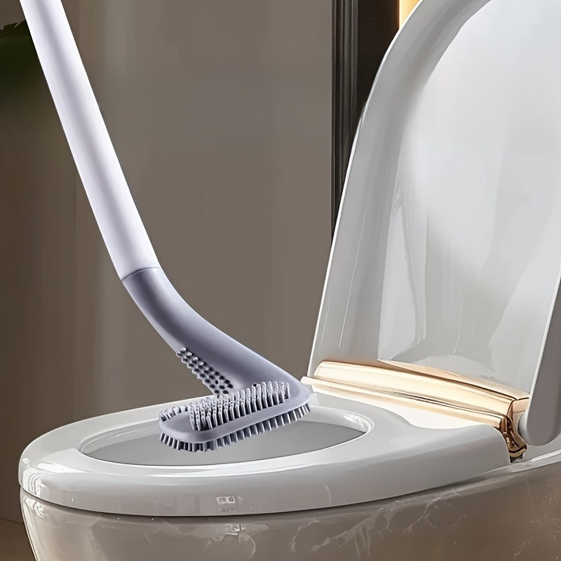 Soft Silicone Toilet Brush with Extended Handle and Wall Mount