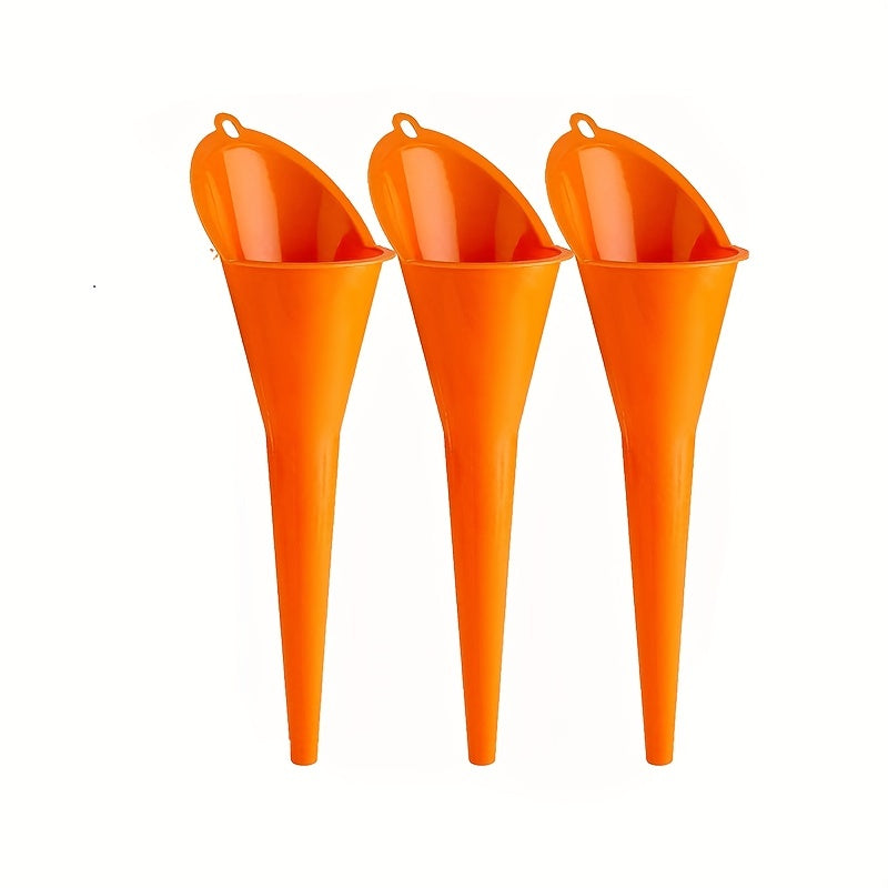 3 Pack Plastic Long Neck Oil Funnels for Automotive Oils and Liquids