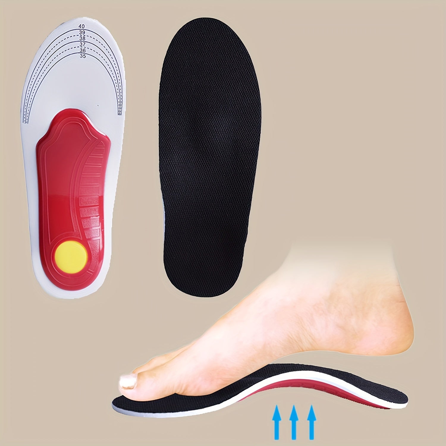 Unisex EVA Arch Support Insoles High Elasticity Shock Absorbing Sports Inserts