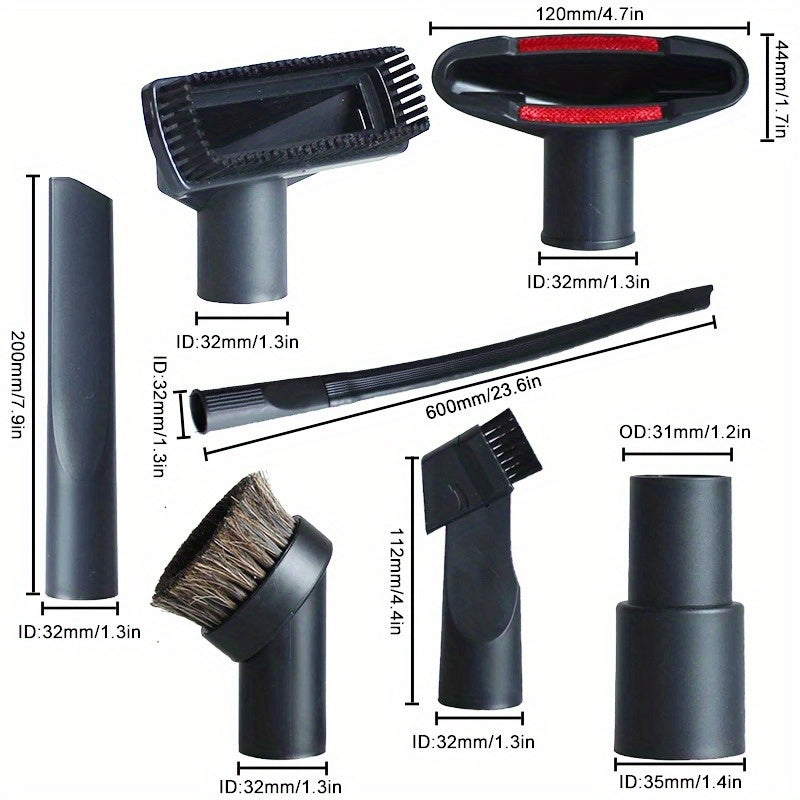 6 ta Universal Vacuum Nozzle Brush Heads to'plami, 32mm va 35mm ulanishlari bilan mos, changyutgich uchun plastik pol asbobi, yotoqlardagi va divanlardagi bo'shliqlarni tozalash uchun ideal
