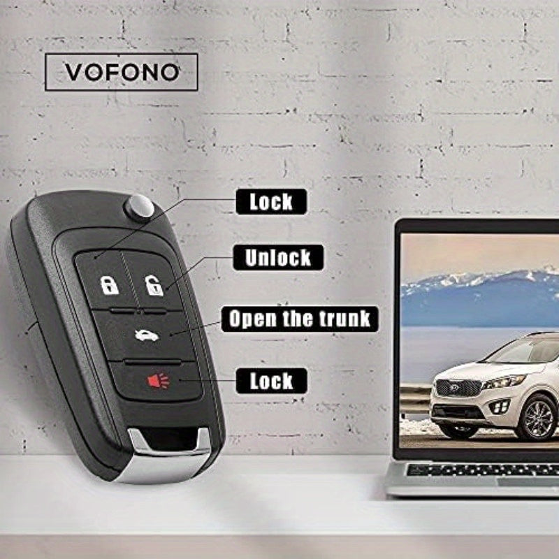 2pcs Black ABS Folding Key Shells for Car Keys with Lock/Unlock Icons