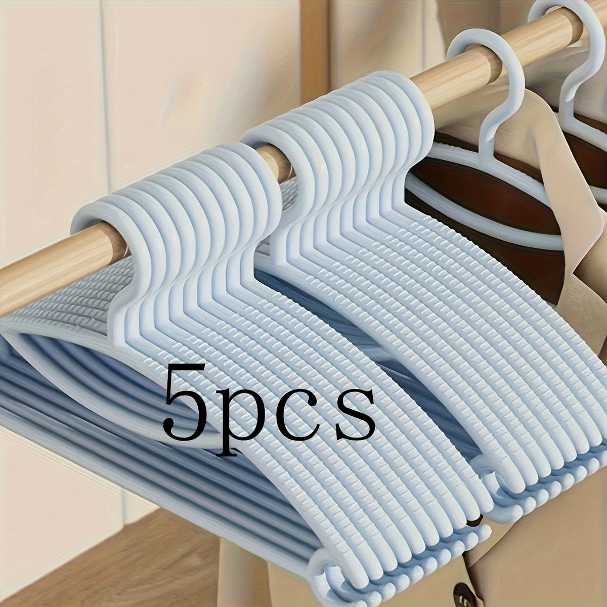 5 ta plastik kiyim tutqichlar to'plami, yengil, sirg'almas, joyni tejovchi, uy, sayohat yoki maktab uchun