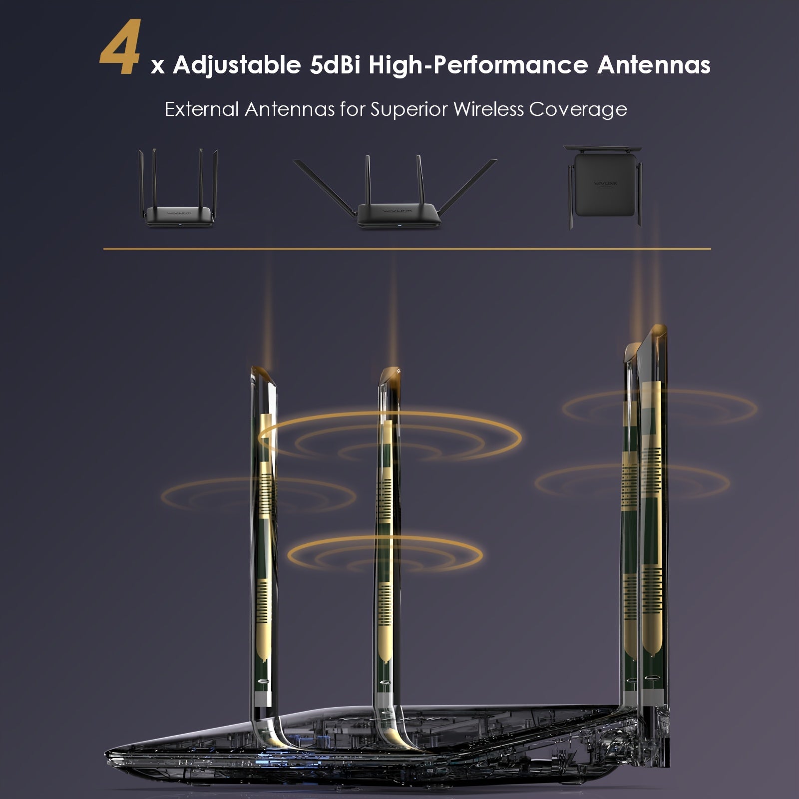 AC1200 Dual Band Wireless Router with Gigabit Ethernet Ports for Home and Gaming