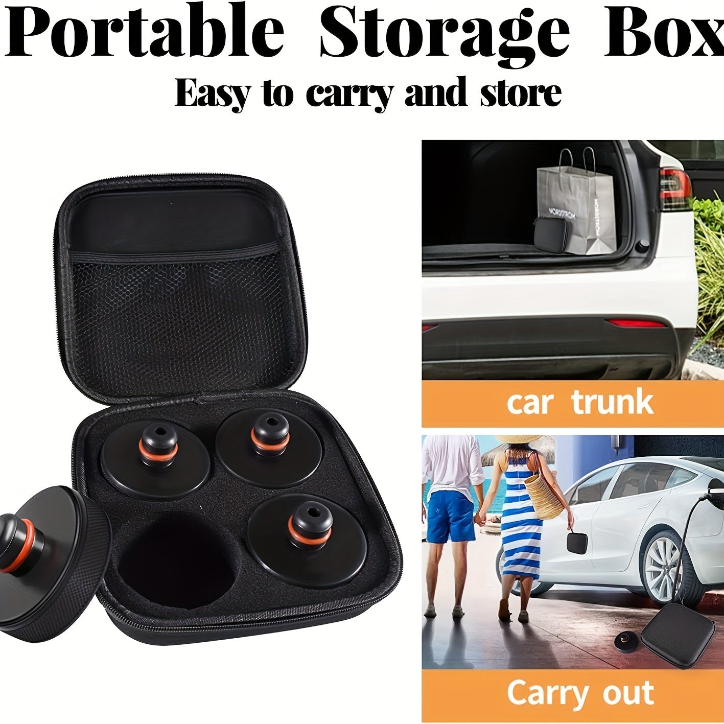 Juego de 4 almohadillas elevadoras para Tesla Model S, caja de almacenamiento segura