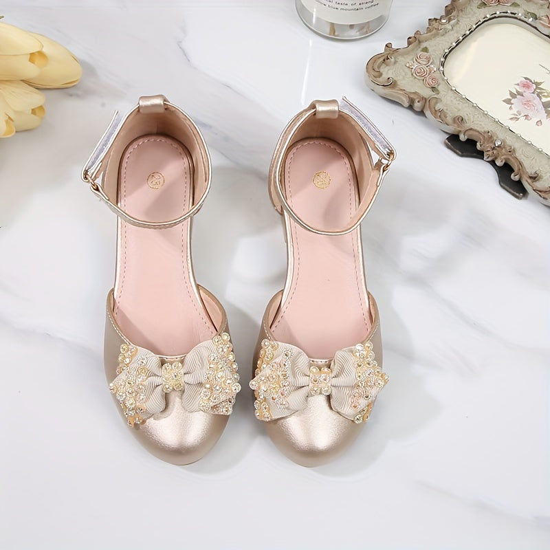 Bolalar uchun Butterfly Hollow Heel Shoes nafas oladigan PU bir hil rangli rezina taglik bilan