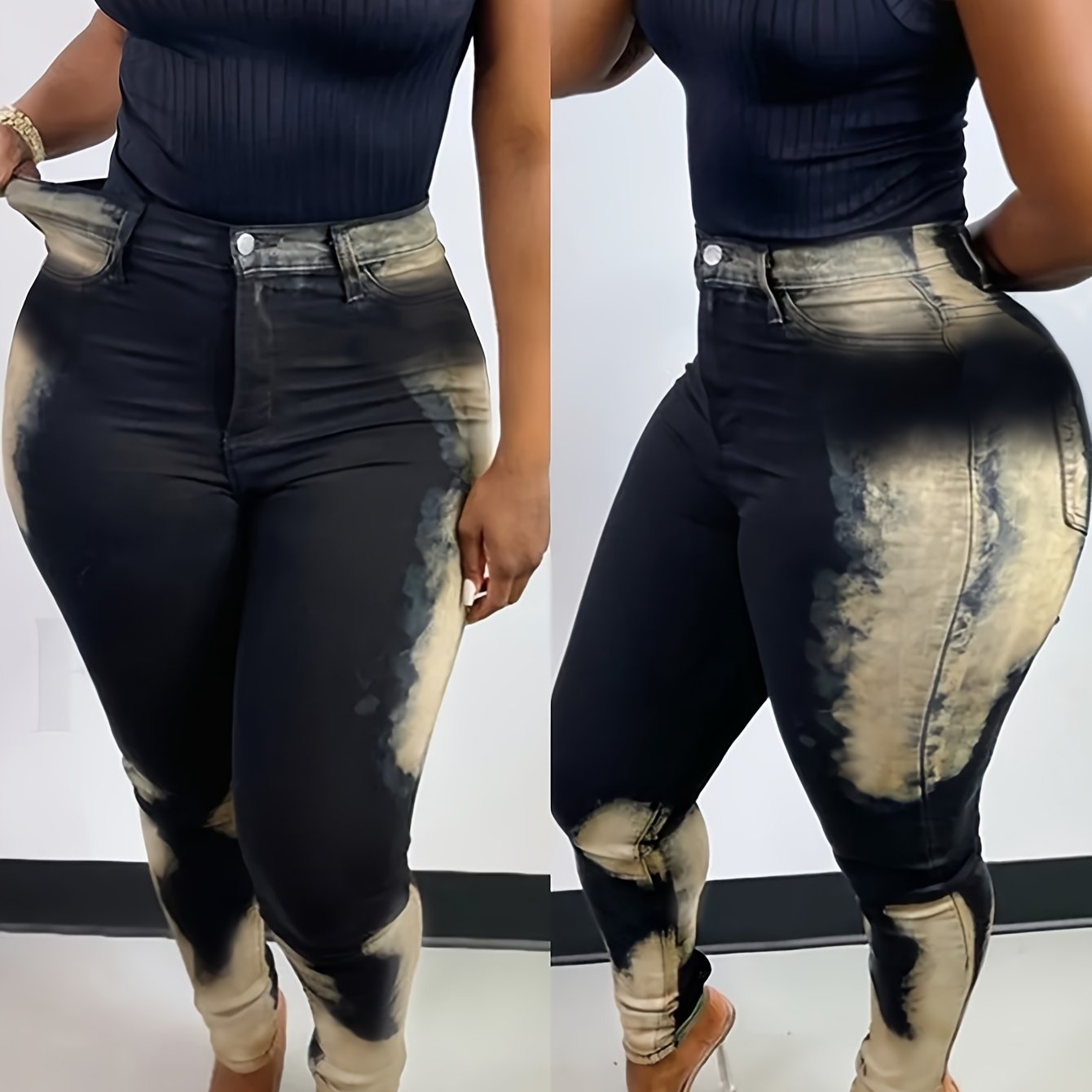 Women's Curvy Denim Pants Casual Fit Stretchy Jeggings