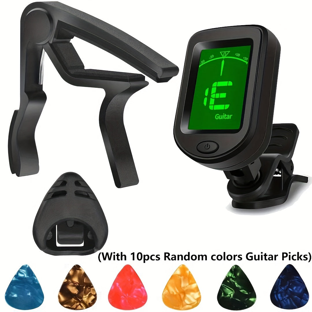 13-Piece Guitar Accessories Set with Capo Tuner Plectrums and Holder for Beginners