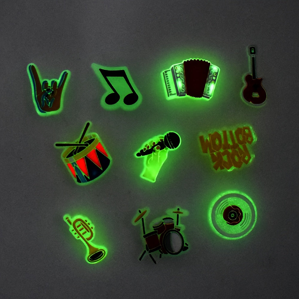 Unisex Plastic Luminous Music Shoe Charms Set for Sandals and Outdoor Shoes