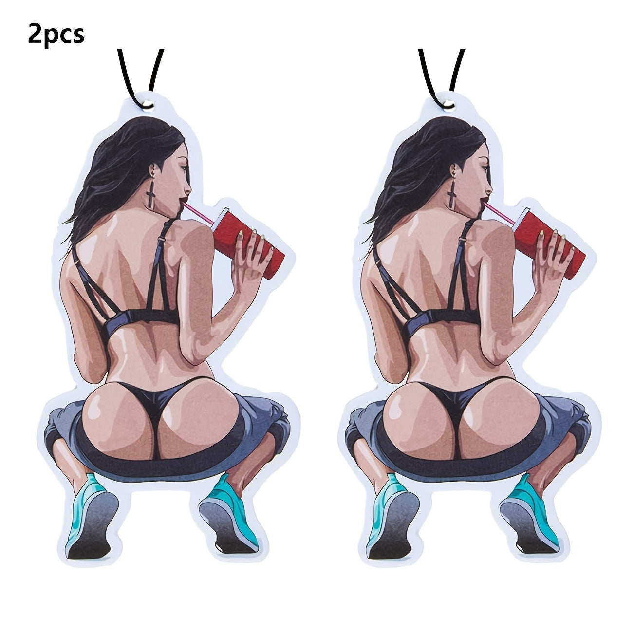 2pcs Girl Design Car Air Freshener Tablets Long-Lasting Fragrance Decor