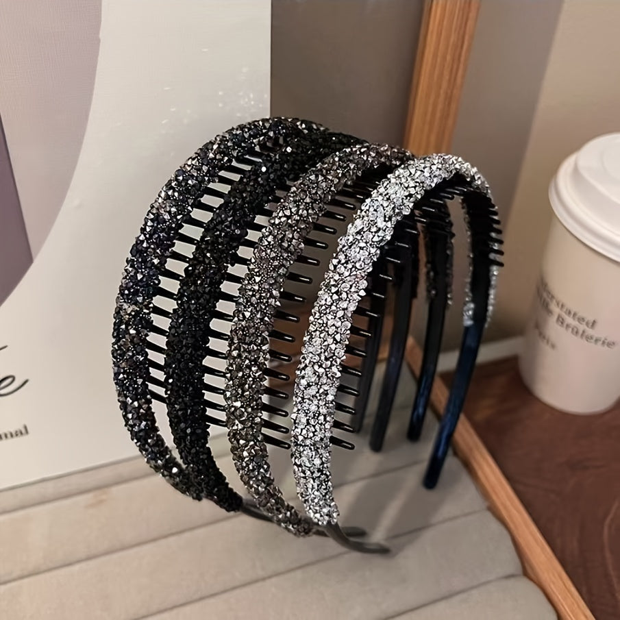 6-Piece Rhinestone Headbands for Teens Non-Slip Resin Hair Accessories Casual All Seasons