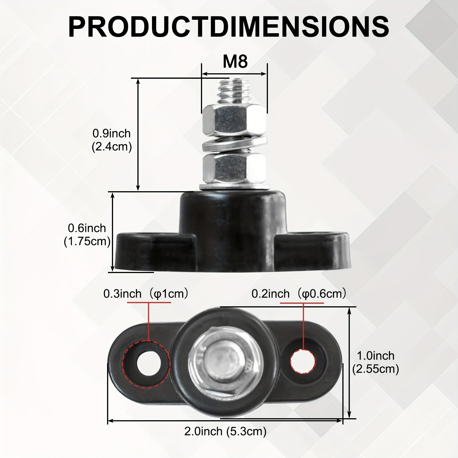 2pcs Heavy Duty Battery Junction Posts Block Power Ground Distribution Terminal Kit Red Black