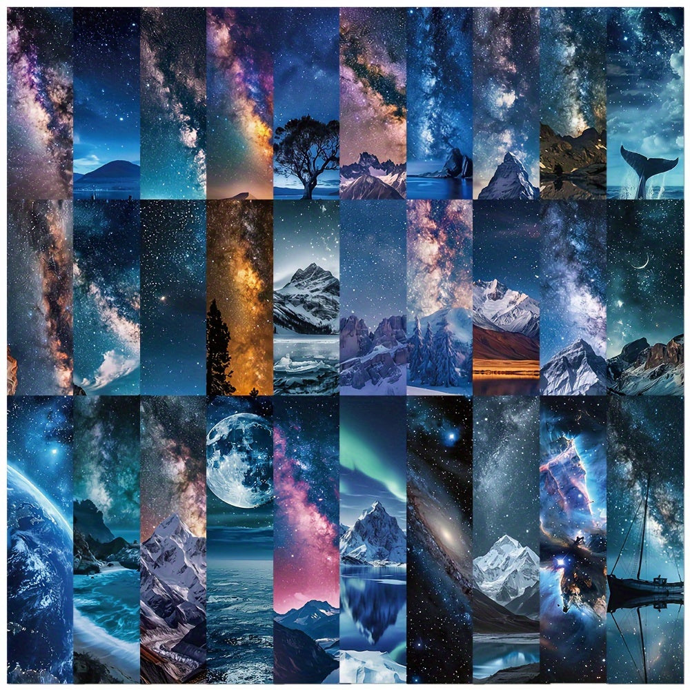 30 Pack Starry Sky Bookmarks Multi Color Paper Decorative Reading Labels