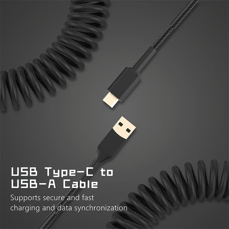 3m Type-C Coil Kabeli USB mexanik klaviatura uchun aviatsiya ulanishi bilan