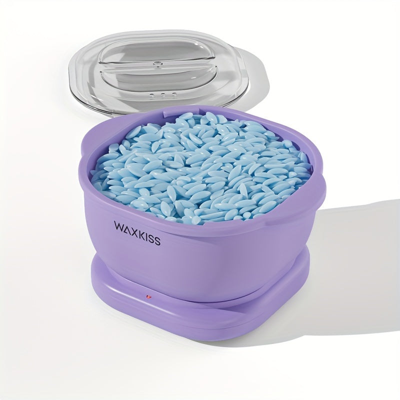 Purple Silicone Wax Warmer Kit 500ml with Hard Wax Beads and Wooden Sticks for Hair Removal