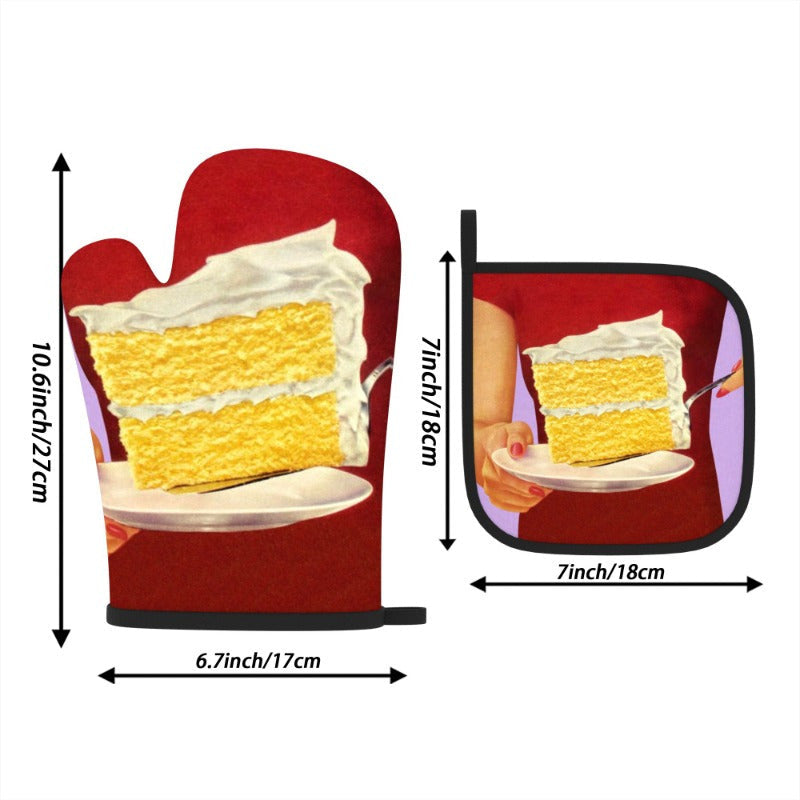 Heat Resistant Oven Mitts and Potholders Set 26.92x17.02cm Kitchen Cooking Baking