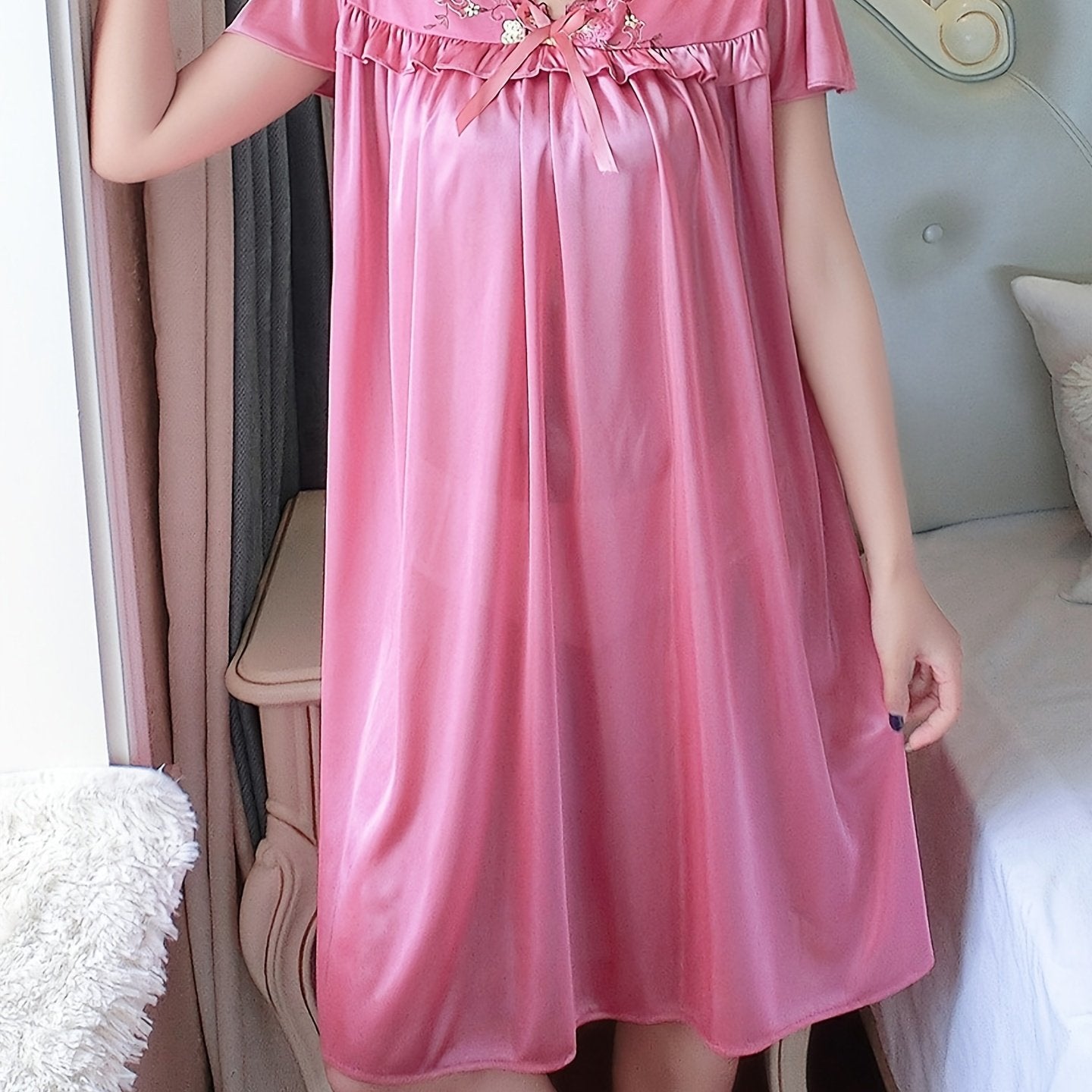 Women's Cotton Summer Short Sleeve Nightgown Plus Size Sleepwear