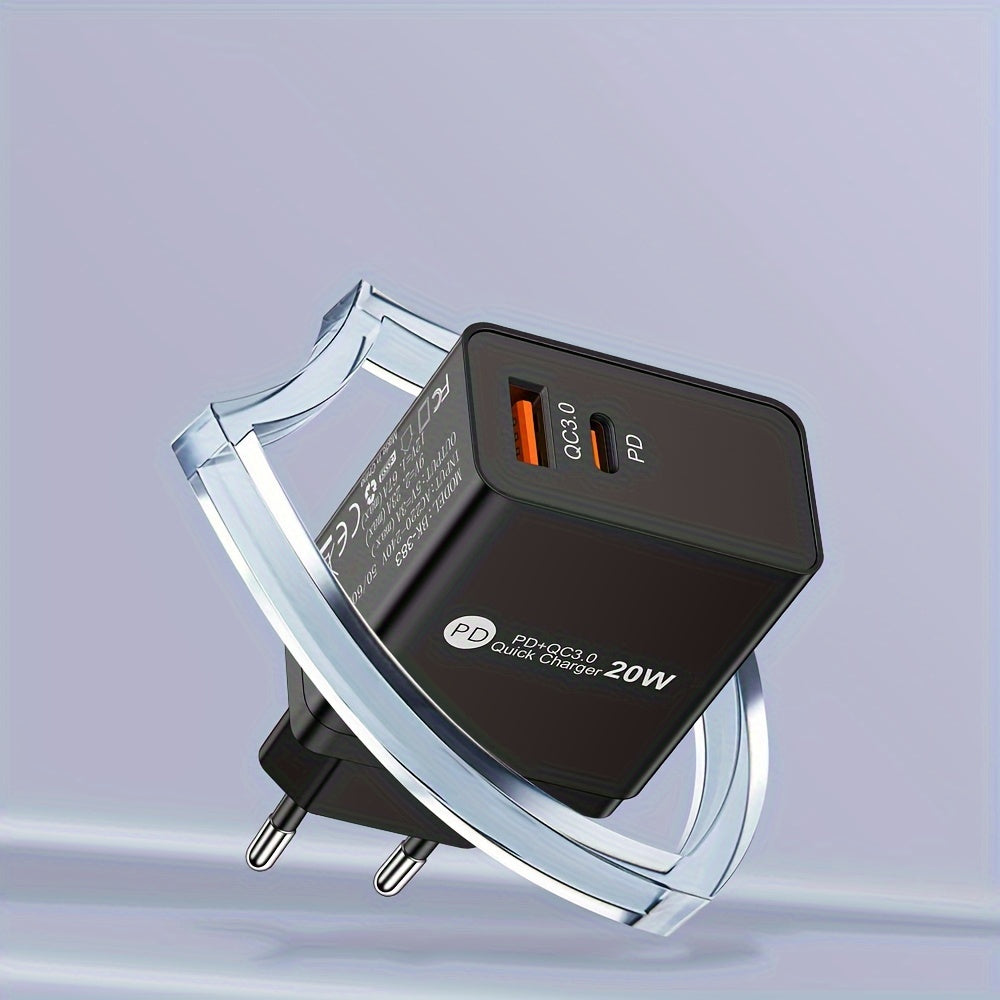 20W Dual-Port USB Wall Charger EU Plug Fast Charging for iPhone Samsung Tablets