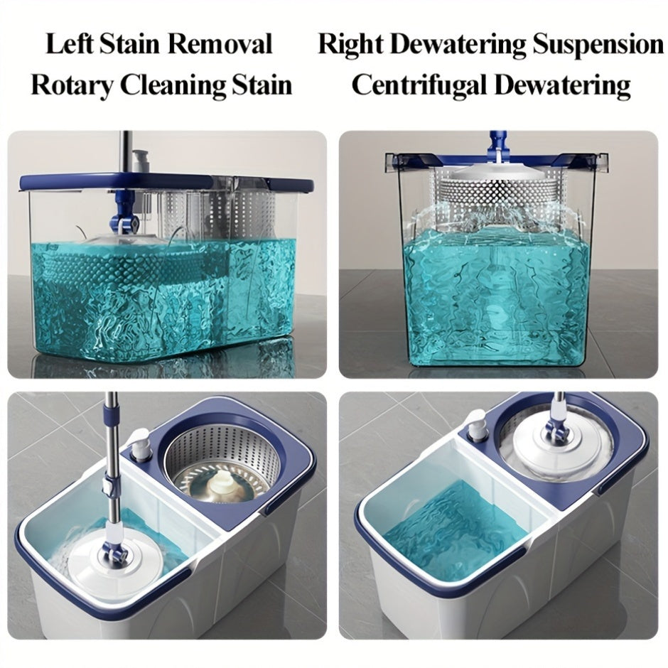 Spin Mop and Bucket System with Microfiber Pads for Hardwood and Tile Floors