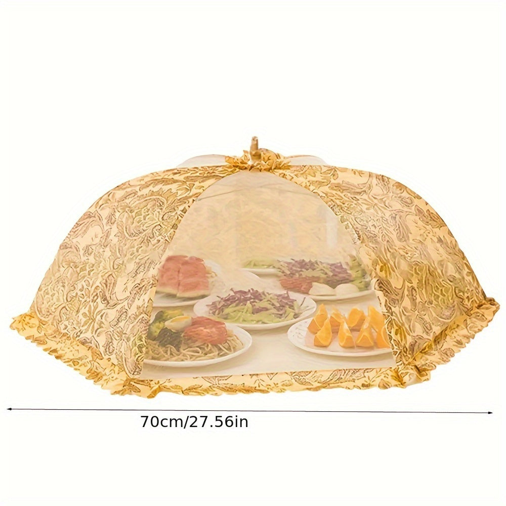 Foldable Mesh Food Cover for Outdoor Picnics and Home Use Dust-Proof Anti-Fly with Pull-String Closure Random Color