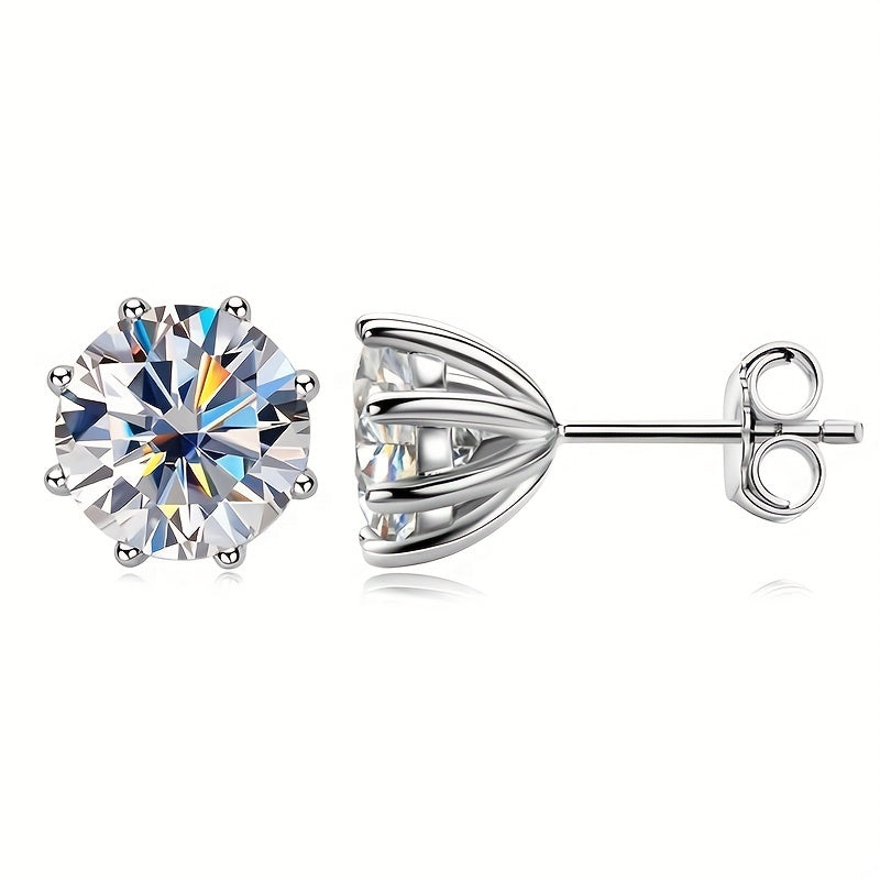 Ayollar uchun 4 Karat Moissanite stud taqinchoqlari, sterling kumush to'y zargarlik buyumlari