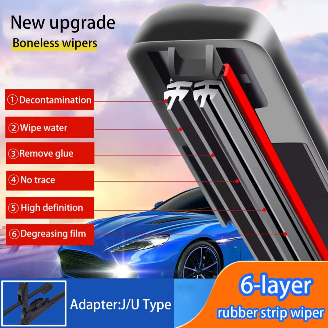 All-Season Car Wiper Blades 6-Layer Adhesive Stabilizer Quiet Durable