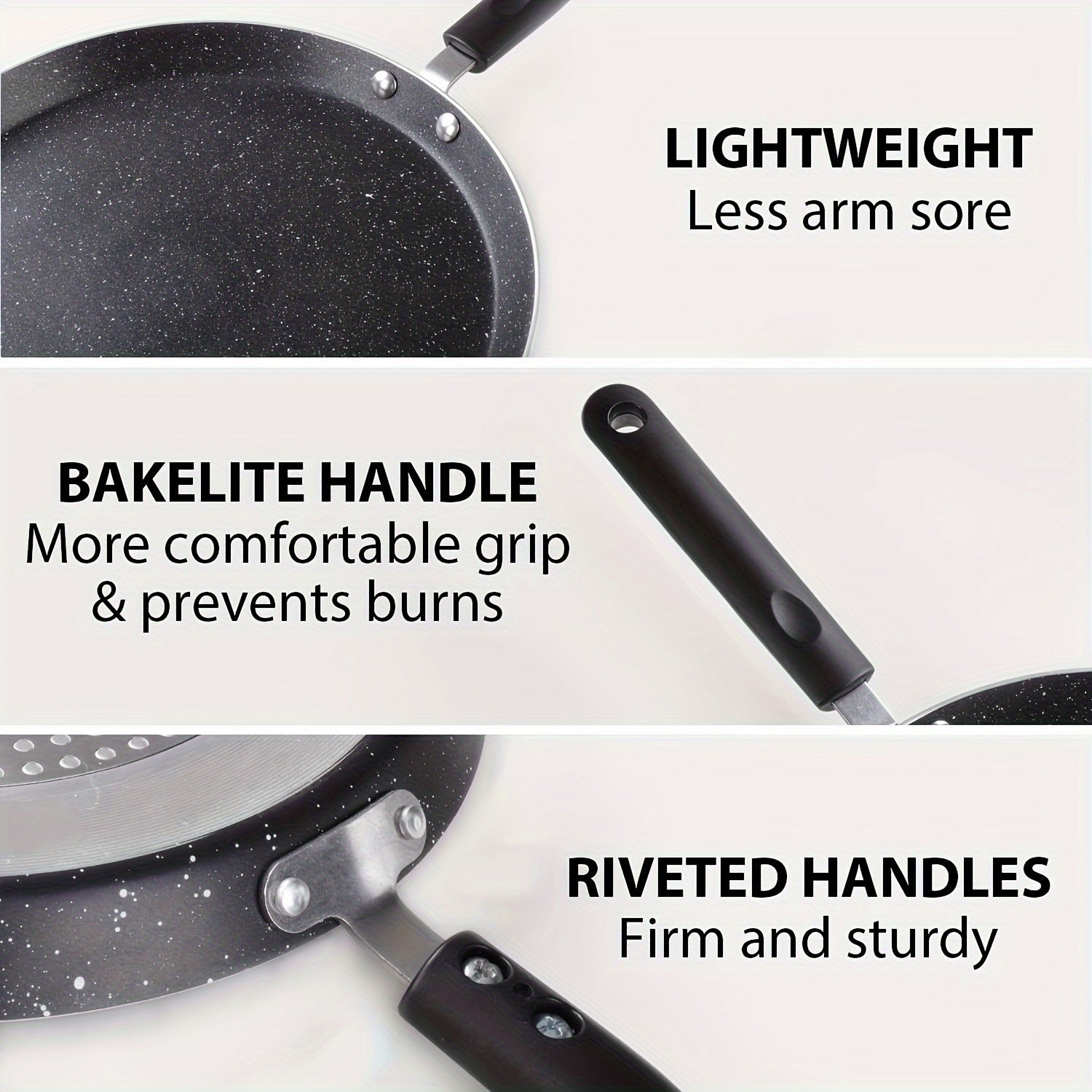 Nonstick Crepe and Pancake Pan Set with Granite Coating Aluminum Skillet for Eggs and Tortillas