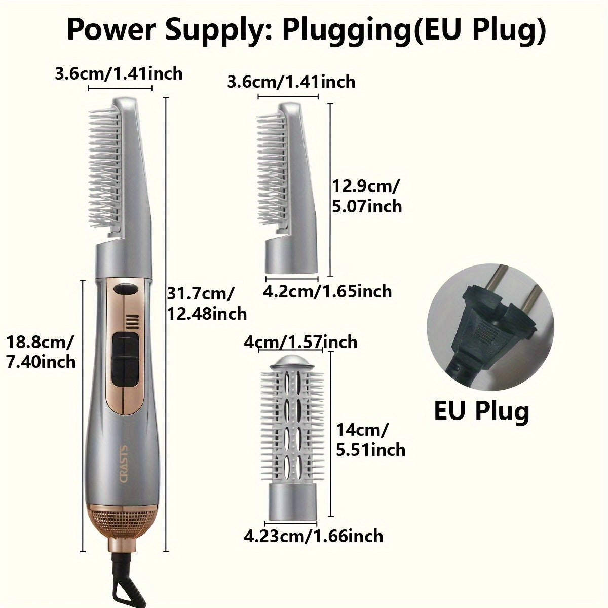 Dual-Function Hair Styler with Auto Shut-Off Thermometer Control 1.5-2.5m Cord